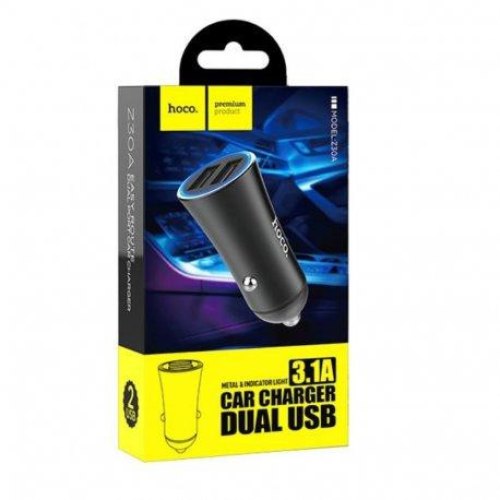 Автомобільний зарядний пристрій HOCO Z30A Easy route dual port car charger Black