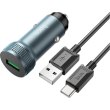 Автомобільний зарядний пристрій HOCO Z49A Level single port QC3.0 car charger set(Type-C) Metal Gray