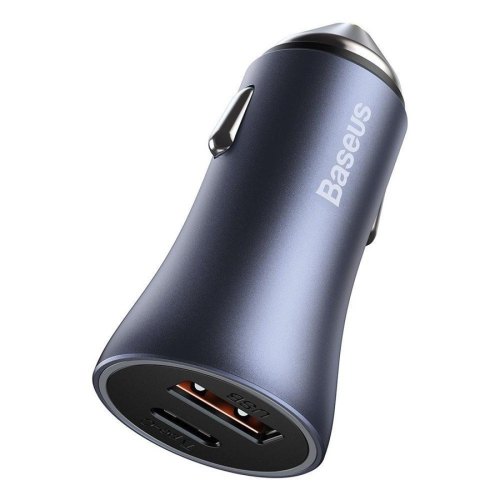 Автомобільний зарядний пристрій Baseus Golden Contactor Pro Dual Quick Charger Car Charger U+C 40W Dark Gray