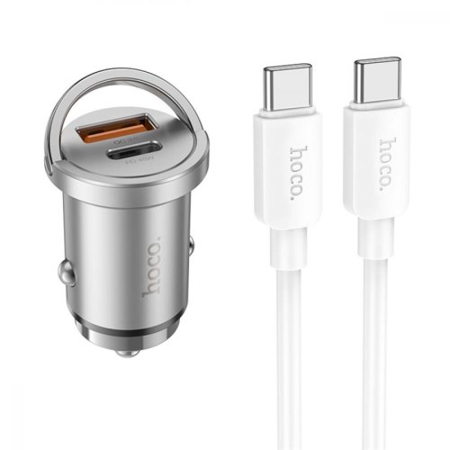 Автомобільний зарядний пристрій HOCO NZ10 Handy PD45W+QC3.0 car charger set(Type-C to Type-C) Silver