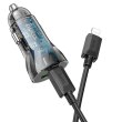 Автомобільний зарядний пристрій HOCO Z47A Transparent Discovery Edition dual port PD30W+QC3.0 car charger Transparent Black