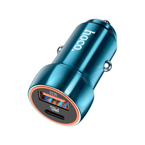Автомобільний зарядний пристрій HOCO Z46A Blue whale PD20W+QC3.0 car charger Sapphire Blue