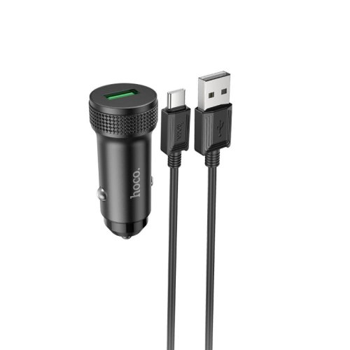 Автомобільний зарядний пристрій HOCO Z49A Level single port QC3.0 car charger set(Type-C) Black