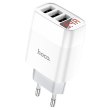 Мережевий зарядний пристрій HOCO C93A Easy charge 3-port digital display charger White