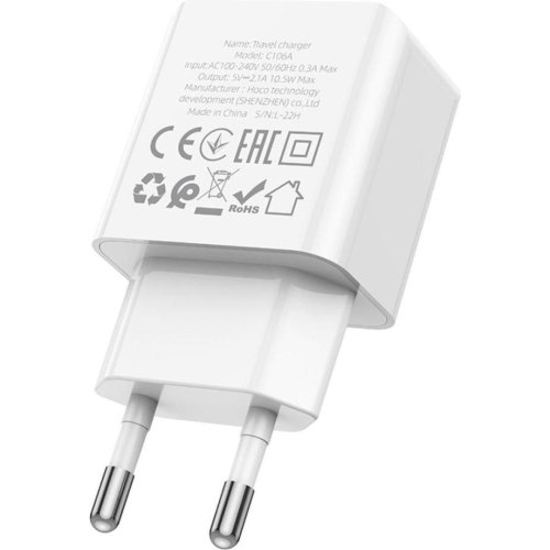 Мережевий зарядний пристрій HOCO C106A Leisure single port charger White