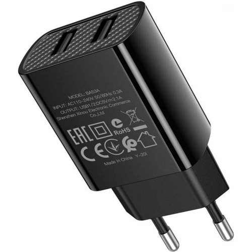 Мережевий зарядний пристрій BOROFONE BA53A Powerway dual port charger Black