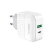 Мережевий зарядний пристрій BOROFONE BA46A Premium PD + QC3.0 (Type-C to Lightning) White