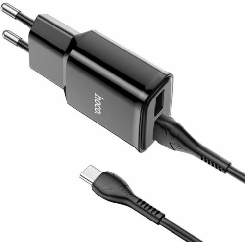 Мережевий зарядний пристрій HOCO C88A Star round dual port charger set(Type-C) Black