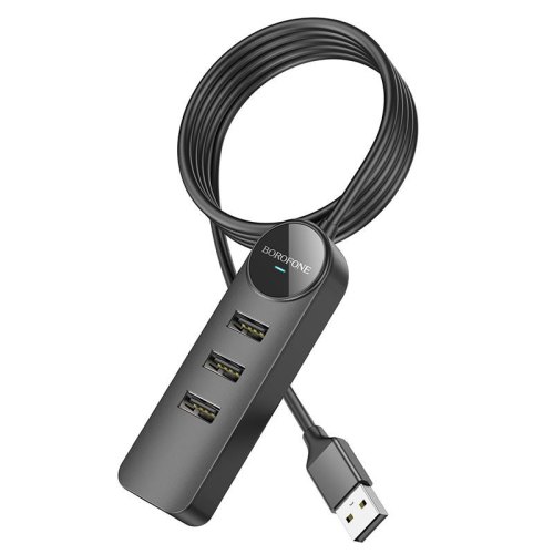 USB-хаб Borofone DH5 Erudite 4-in-1 adapter(USB to USB2.0*4)(L=1.2M) Black