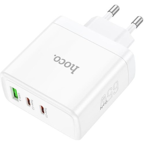 Мережевий зарядний пристрій HOCO N30 Glory PD65W three-port(2C1A) fast charger White