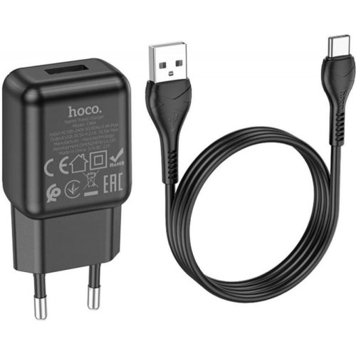 Мережевий зарядний пристрій HOCO C96A single port charger set(Type-C) Black