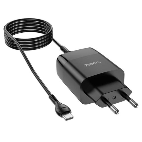 Мережевий зарядний пристрій HOCO C86A Illustrious dual port charger with digital display set(Type-C) Black
