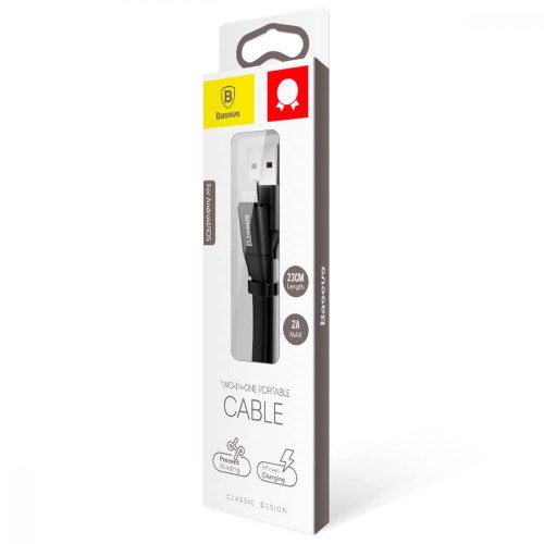Кабель Baseus Two-in-one Portable Cable（Android/iOS）Black