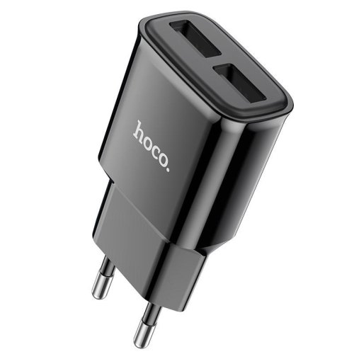 Мережевий зарядний пристрій HOCO C88A Star round dual port charger Black