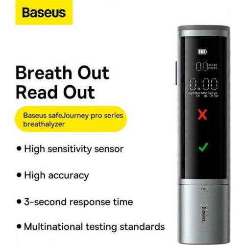 Алкотестер Baseus SafeJourney Pro Series Breathalyzer, Space Grey