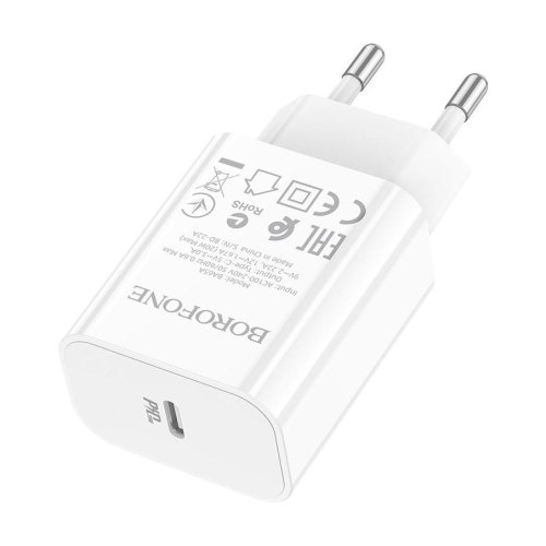 Мережевий зарядний пристрій BOROFONE BA65A Single port PD20W charger White