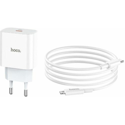 Мережевий зарядний пристрій HOCO C76A Plus Speed source PD20W charger set(C to iP) White