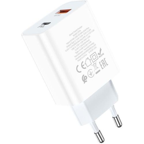 Мережевий зарядний пристрій HOCO C97A PD20W+QC3.0 charger White