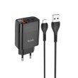 Мережевий зарядний пристрій HOCO C86A Illustrious dual port charger with digital display set(Micro) Black
