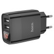 Мережевий зарядний пристрій HOCO C86A Illustrious dual port charger with digital display set(Micro) Black