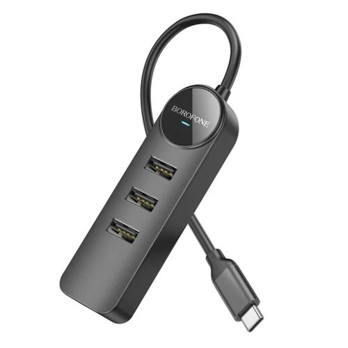 USB-хаб Borofone DH5 Erudite 4-in-1 adapter(Type-C to USB3.0+USB2.0*3)(L=0.2M) Black