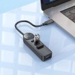 USB-хаб Borofone DH5 Erudite 4-in-1 adapter(Type-C to USB3.0+USB2.0*3)(L=0.2M) Black