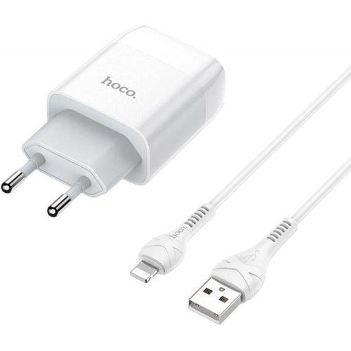 Мережевий зарядний пристрій HOCO C72A Glorious single port charger set (iP) White