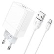 Мережевий зарядний пристрій BOROFONE BA47A Mighty speed single port QC3.0 3A + Micro-USB cable White