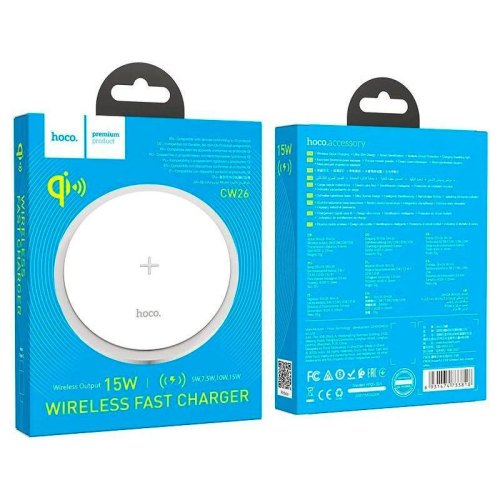 Бездротовий зарядний пристрій HOCO CW26 Powerful 15W wireless fast charger White