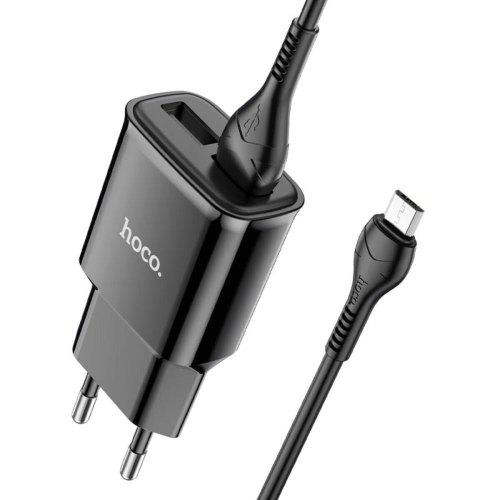 Мережевий зарядний пристрій HOCO C88A Star round dual port charger set(Micro) Black