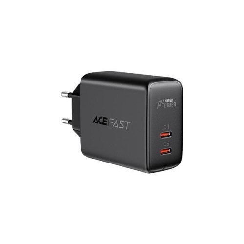 Мережевий зарядний пристрій ACEFAST A9 PD40W(USB-C+USB-C) dual port charger Black