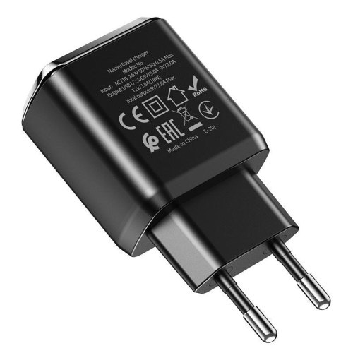 Мережевий зарядний пристрій HOCO N6 Charmer dual port QC3.0 charger Black