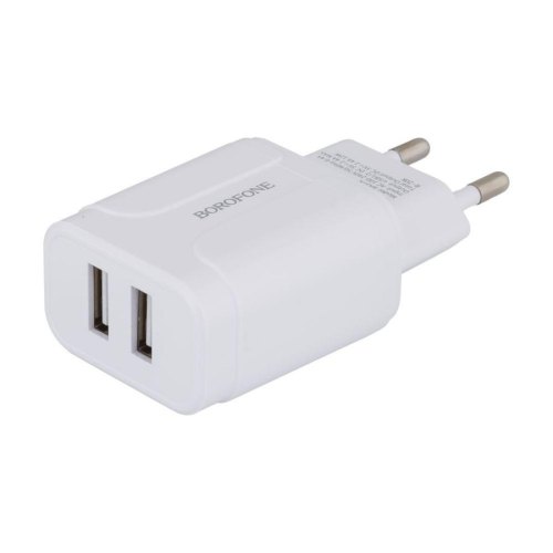 Мережевий зарядний пристрій BOROFONE BA37A Speedy dual port charger(Micro)  White