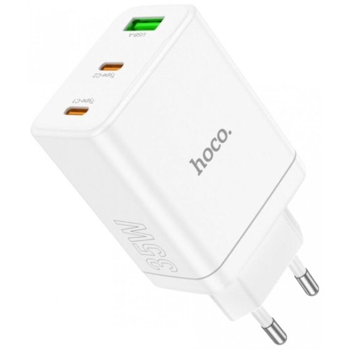 Мережевий зарядний пристрій HOCO N33 Start three-port PD35W(2C1A) charger White