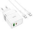 Мережевий зарядний пристрій HOCO N21 Extension speed PD30W+QC3.0 charger set(Type-C to Type-C) White