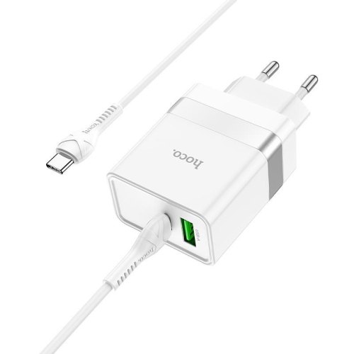 Мережевий зарядний пристрій HOCO N21 Extension speed PD30W+QC3.0 charger set(Type-C to Type-C) White