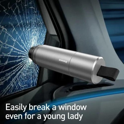 Автомобільний молоток Baseus Sharp Tool Safety Hammer (Window-breaking+Safety belt cutting） Dark gray