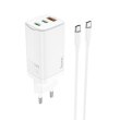 Мережевий зарядний пристрій HOCO N16 Scenery 65W three-port(2C1A) charger set(Type-C to Type-C) White