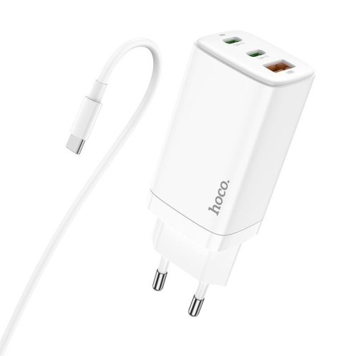 Мережевий зарядний пристрій HOCO N16 Scenery 65W three-port(2C1A) charger set(Type-C to Type-C) White