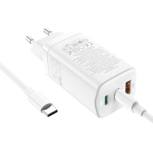 Мережевий зарядний пристрій HOCO N16 Scenery 65W three-port(2C1A) charger set(Type-C to Type-C) White