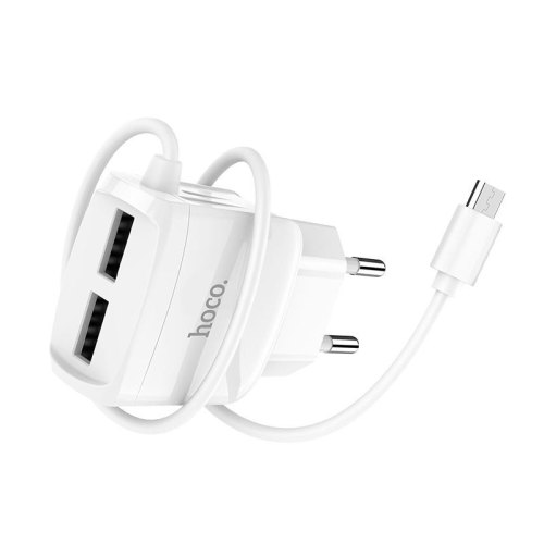 Hoco C59A 2USB 2.1A + microUSB White
