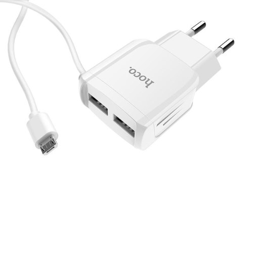 Hoco C59A 2USB 2.1A + microUSB White