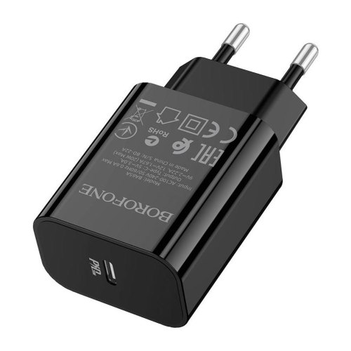 Мережевий зарядний пристрій BOROFONE BA65A Single port PD20W charger Black