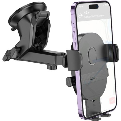 Автотримач для мобільного HOCO H19 Mighty one-button car holder(center console) Black