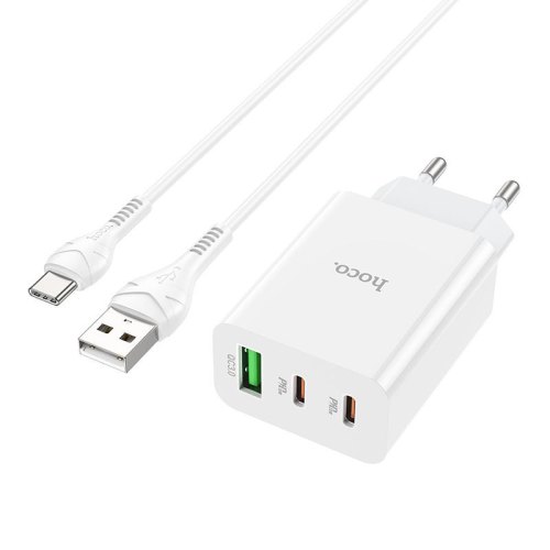 Мережевий зарядний пристрій HOCO C99A PD20W+QC3.0 three-port(2C1A) charger set(Type-C) White