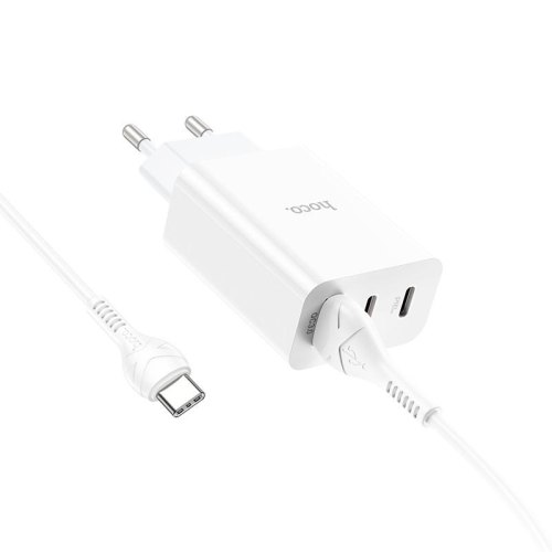 Мережевий зарядний пристрій HOCO C99A PD20W+QC3.0 three-port(2C1A) charger set(Type-C) White