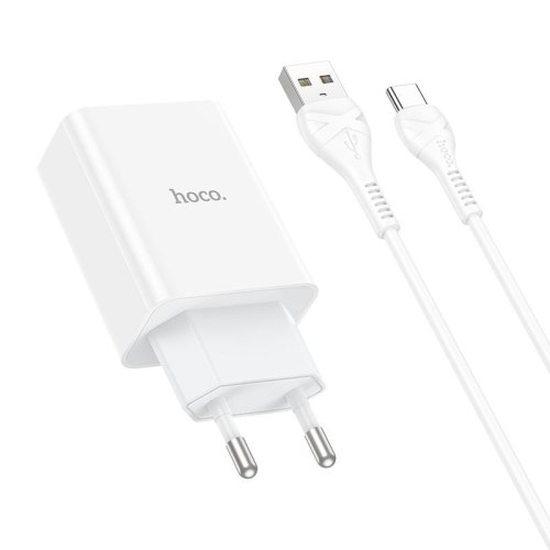 Мережевий зарядний пристрій HOCO C99A PD20W+QC3.0 three-port(2C1A) charger set(Type-C) White