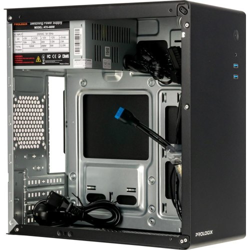 Корпус Prologix E105 400W 12см, 2xUSB3.0, Black