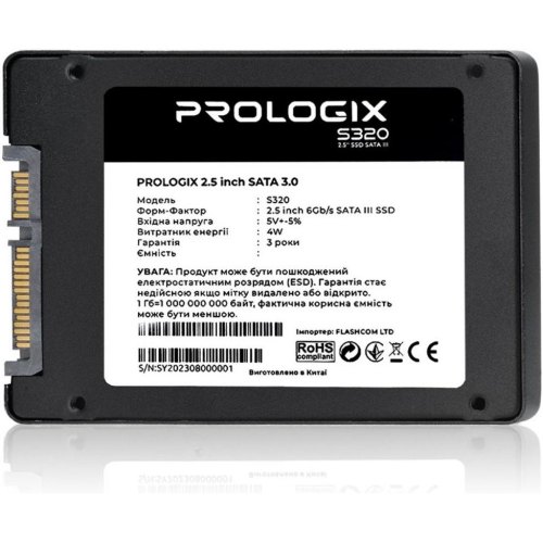 Накопичувач SSD  480GB Prologix S320 2.5 SATAIII TLC (PRO480GS320)