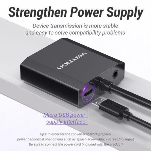 Адаптер Vention VGA-HDMI, 0.2 m, зі звуком та живленням (ACEB0)